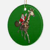 Der Weihnachtsmann auf Giraffe reiten Keramikornament (Links)
