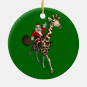 Der Weihnachtsmann auf Giraffe reiten Keramikornament (Hinten)
