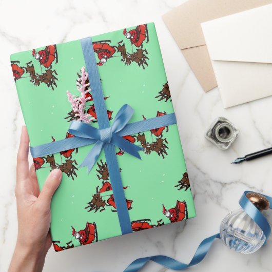 Der Weihnachtsmann auf Grün Geschenkpapier (Schenken)