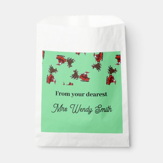 Der Weihnachtsmann auf Grün Geschenktütchen (Vorderseite)