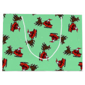 Der Weihnachtsmann auf Grün Große Geschenktüte (Rückseite)