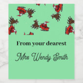 Der Weihnachtsmann auf Grün Weinetikett (Einzelnes Label)