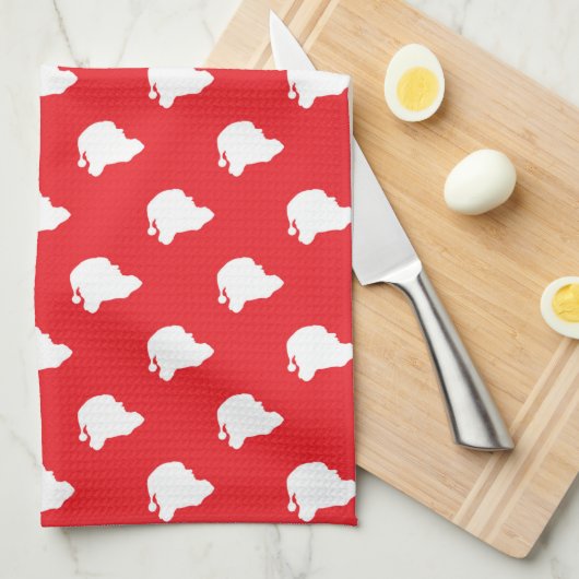 Der Weihnachtsmann auf rot Geschirrtuch (Viertel Falte)