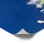 Der Weihnachtsmann auf Skiern springt von einem Ko Poster (Ecke)