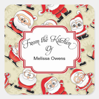 Der Weihnachtsmann aus der Küche der Backaufkleber Quadratischer Aufkleber