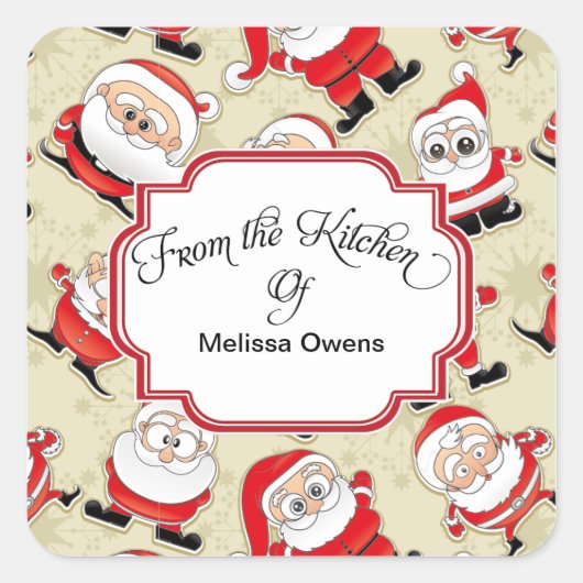 Der Weihnachtsmann aus der Küche der Backaufkleber Quadratischer Aufkleber (Vorderseite)