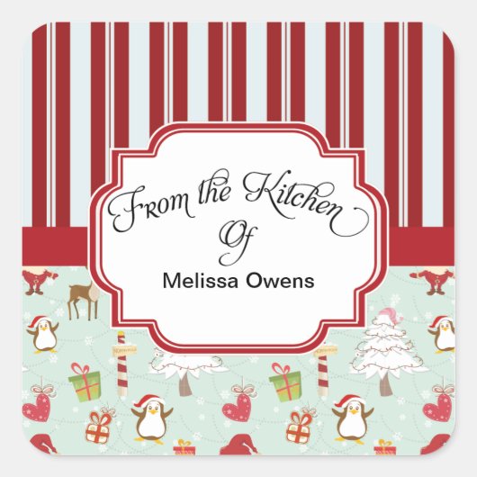 Der Weihnachtsmann aus der Küche der Backaufkleber Quadratischer Aufkleber (Vorderseite)