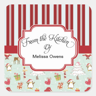 Der Weihnachtsmann aus der Küche der Backaufkleber Quadratischer Aufkleber