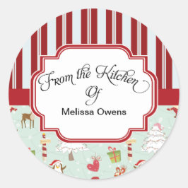Der Weihnachtsmann aus der Küche der Backaufkleber Runder Aufkleber