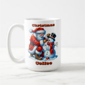 Der Weihnachtsmann baut im Winterwunderland einen Kaffeetasse (Links)