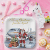Der Weihnachtsmann begrüßt vom Flughafen Pappteller (Party)