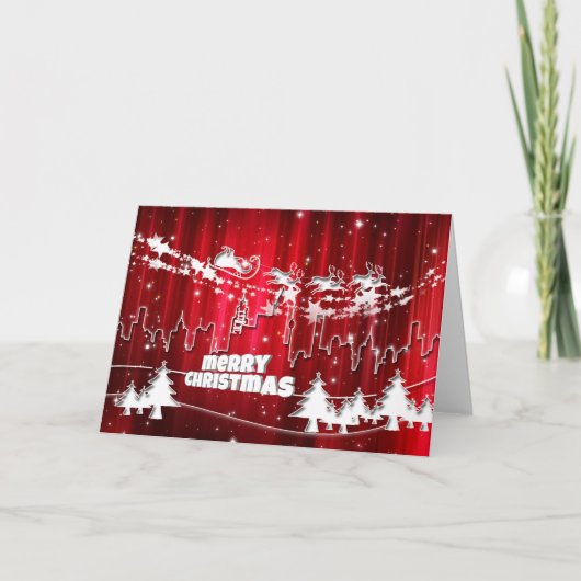Der Weihnachtsmann bei der Arbeit Feiertagskarte (Vorderseite)