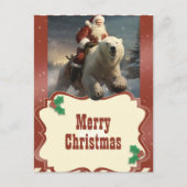 Der Weihnachtsmann beim Bärenfahren Postkarte (Vorderseite)