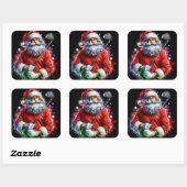 Der Weihnachtsmann beim Golfspielen Quadratischer Aufkleber (Blatt)