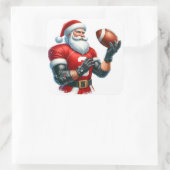 Der Weihnachtsmann bereitet sich auf ein Spiel mit Quadratischer Aufkleber (Tasche)
