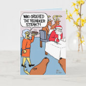 Der Weihnachtsmann bestellt ein Rentiersteak. Karte (Gelbe Blume)