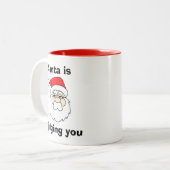 Der Weihnachtsmann beurteilt euch Weihnachten Zweifarbige Tasse (Vorderseite Links)