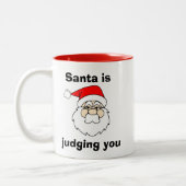 Der Weihnachtsmann beurteilt euch Weihnachten Zweifarbige Tasse (Links)