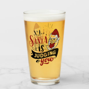 Der Weihnachtsmann beurteilt Sie Funny Christmas Glas