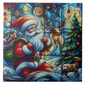 Der Weihnachtsmann bietet Freude an einer schneebe Fliese (Vorderseite)