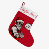 Der Weihnachtsmann Bleibe Naughty Funny Großer Weihnachtsstrumpf (Vorderansicht (hängend))