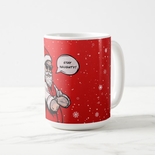 Der Weihnachtsmann Bleibe Naughty Funny Kaffeetasse (VorderseiteRechts)