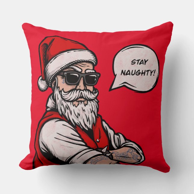 Der Weihnachtsmann Bleibe Naughty Funny Kissen (Vorderseite)