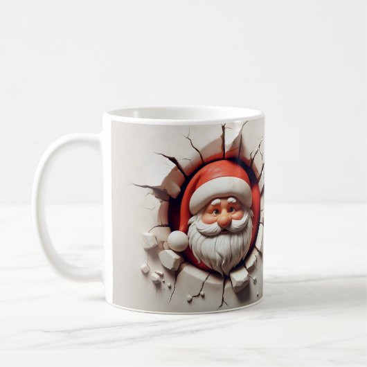 Der Weihnachtsmann bricht durch die Mauer - Funny Kaffeetasse (Links)