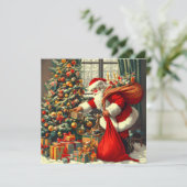 Der Weihnachtsmann bringt den Kindern Freude Karte (Stehend Vorderseite)