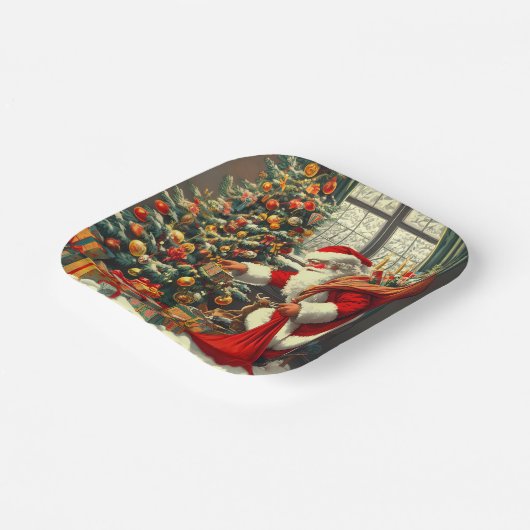 Der Weihnachtsmann bringt den Kindern Freude Pappteller (Gewinkelt)