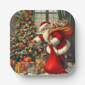 Der Weihnachtsmann bringt den Kindern Freude Pappteller (Vorderseite)