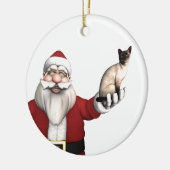Der Weihnachtsmann bringt eine siamesische Katze h Keramik Ornament (Links)
