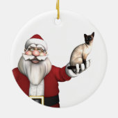 Der Weihnachtsmann bringt eine siamesische Katze h Keramik Ornament (Hinten)