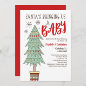 Der Weihnachtsmann bringt uns eine Baby-Weihnachts Einladung (Vorne/Hinten)