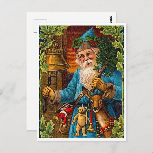 Der Weihnachtsmann bringt zu Weihnachten Spielzeug Postkarte (Vorne/Hinten)