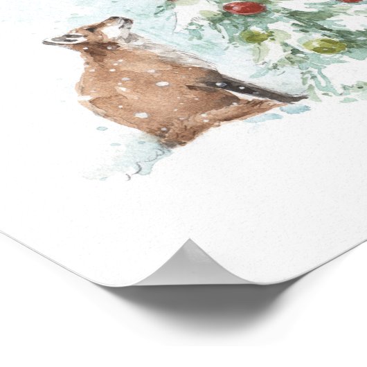 Der Weihnachtsmann dekoriert einen Baum mit seinem Poster (Ecke)