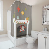 Der Weihnachtsmann, der den Schornsteinduschvorhan Duschvorhang (Beispiel)