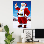 Der Weihnachtsmann draußen im Schnee | Art der AI Poster (Heimbüro)