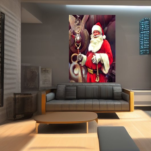 Der Weihnachtsmann eins ein Schiff | AI Art Poster