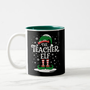 Der Weihnachtsmann-Elfen-Lehrer Familien-Matching- Zweifarbige Tasse