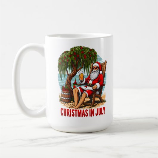 Der Weihnachtsmann entspannt sich im Stuhl, Kaffeetasse (Links)
