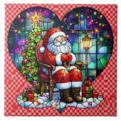 Der Weihnachtsmann entspannt sich nachts am Weihna Fliese (Vorderseite)