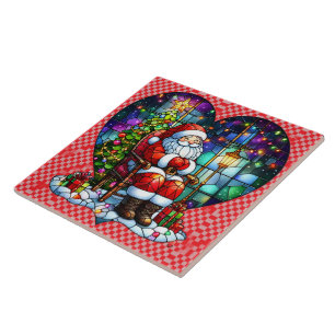 Der Weihnachtsmann entspannt sich nachts am Weihna Fliese