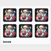 Der Weihnachtsmann erfreut sich an einem gemütlich Quadratischer Aufkleber (Blatt)