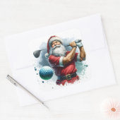 Der Weihnachtsmann erfreut sich eines Golfspiels a Quadratischer Aufkleber (Umschlag)