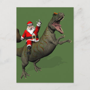Der Weihnachtsmann fährt auf Allosaurus Feiertagspostkarte