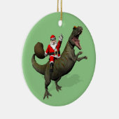 Der Weihnachtsmann fährt auf Allosaurus Keramikornament (Rechts)