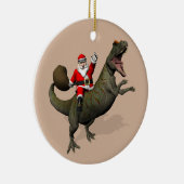 Der Weihnachtsmann fährt auf Allosaurus Keramikornament (Rechts)