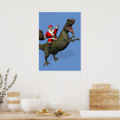 Der Weihnachtsmann fährt auf Allosaurus Poster (Küche)