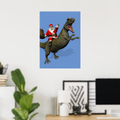 Der Weihnachtsmann fährt auf Allosaurus Poster (Heimbüro)